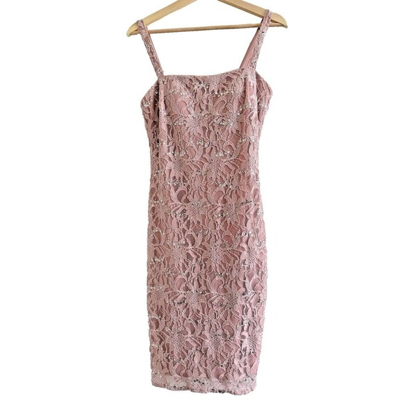 JS Collections Women’s Soutache Mesh Midi Dress sleeveless in blush Pink Size 6 - Picture 1 of 10